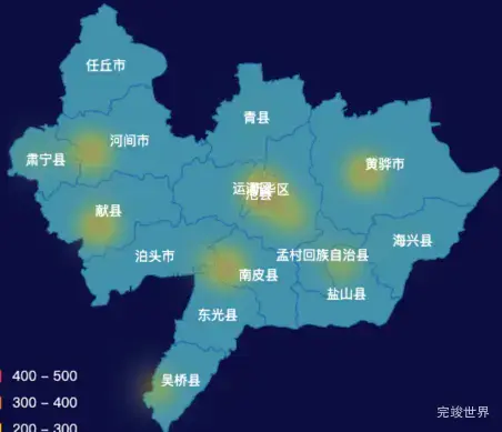 echarts沧州市地图热力图效果实例